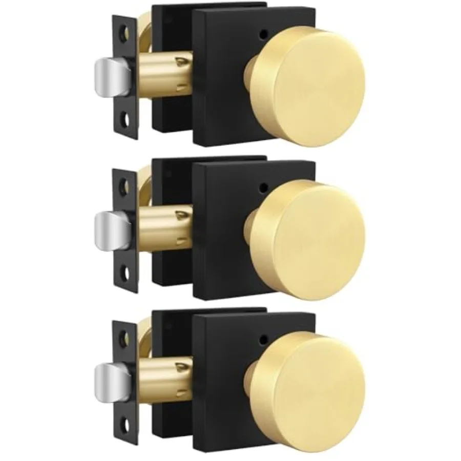 

Black and Gold Door Knobs, Zinc-Alloy Door Knobs Inteiror, Heavy Duty Interior Door Knobs for Bedroom and Bathroom Black Door K