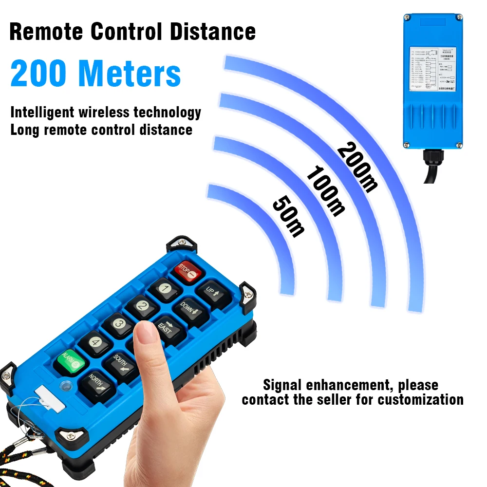 F21-E2B-8 زر التحكم عن بعد الصناعي اللاسلكي مناسب AC220V 380V DC24V محرك الرفع، رافعة التحكم عن بعد والاستقبال