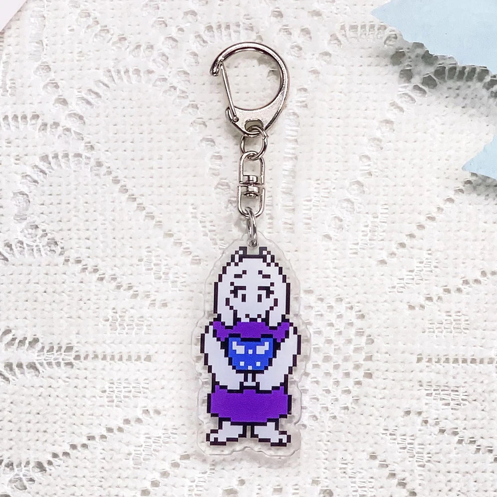 1/16PCS Anime Characters Undertale Acrylic Car Keychain Accessories Keyrings Friends Gifts Cartoon​ Bag Charms Backpack Pendant