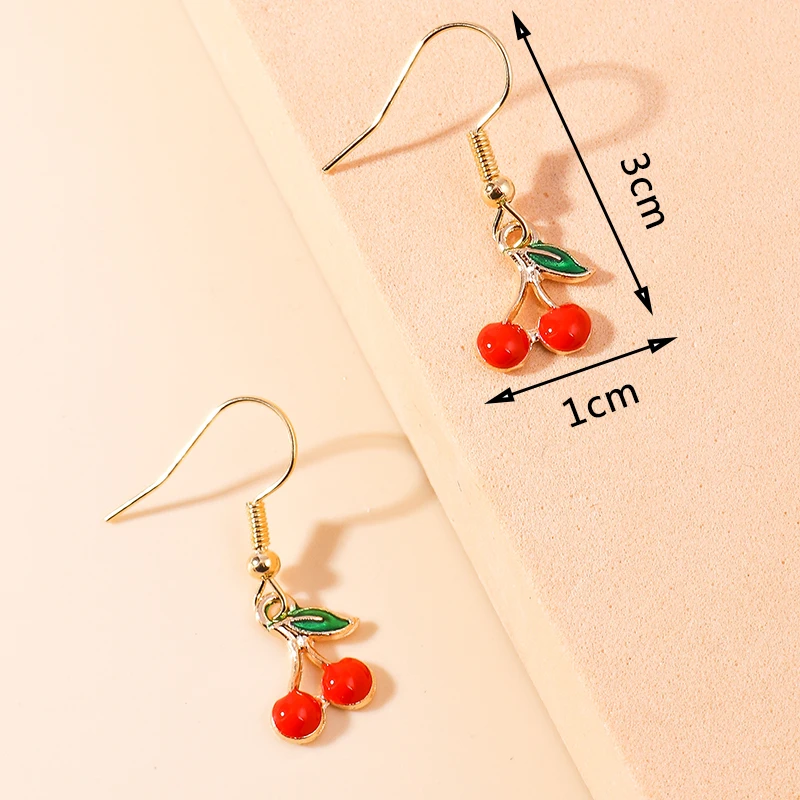 Aihua süße Früchte Ohrringe schöne Emaille Kirsche Apfel Banane Erdbeer Ohrringe für Frauen Tropfen Ohrringe Ohr haken Schmuck Geschenke – Detail 15