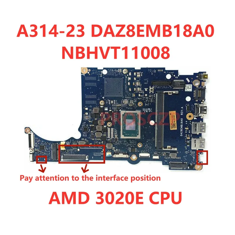 Imagem -02 - Placa-mãe do Portátil para Acer Daz8emb18a0 A31423 Nbhvt11008 Nbhvt1106 Nbabr11003 Nbabr11008 3020e r3 Cpu r7 100 Testado Bom