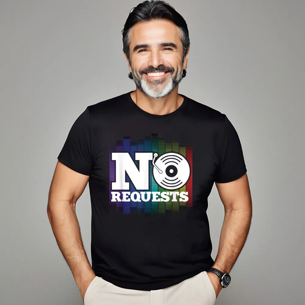 Funny No Request DJ Music Discount Outdoor T-Shirt Round Collar 100% Cotton Short Sleeve Tees for Women T Shirt Thanksgiving Day