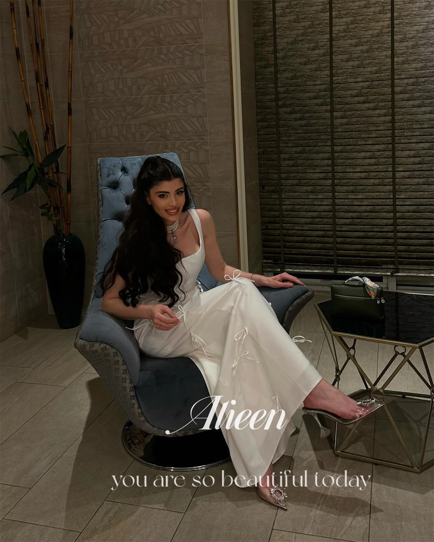 Aileen فساتين سهرة Dresses Gala Luxurious Evening Dresses 2025 Woman Vestidos De Festa Satin Square Leader Customized Grace Prom