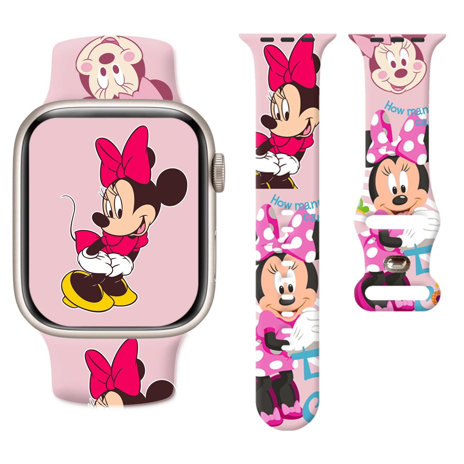 

Disney Mickey Minnie printed watch strap for Apple Watch 11 10 9 8 Silicone Band Replaceable Bracelet for iWatch 46mm 44mm 42mm