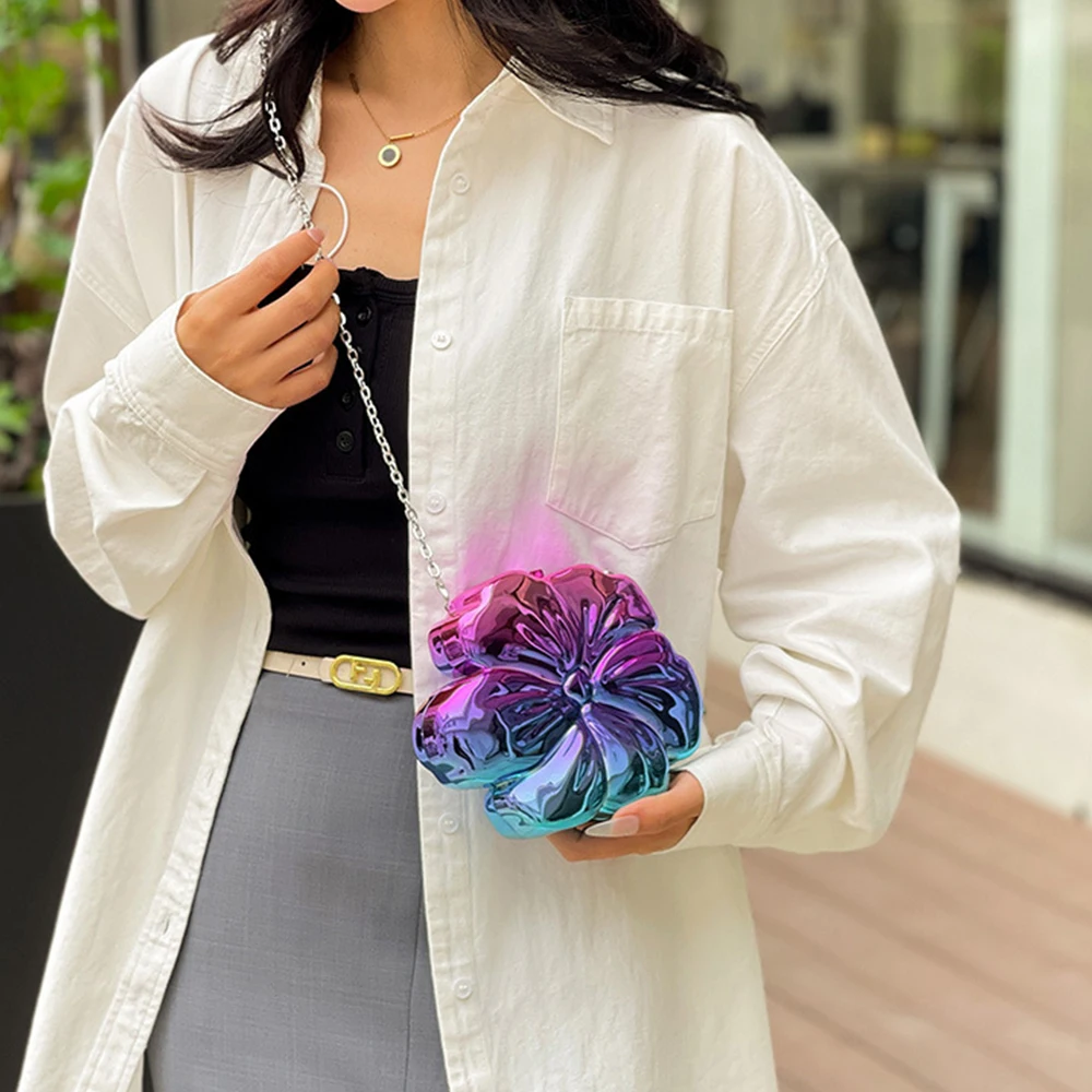 Acrylic Flower Crossbody Bags for Women Fashion Gold Evening Bag Color Handbags Designer Shoulder Bag Party Wedding Clutch Lady