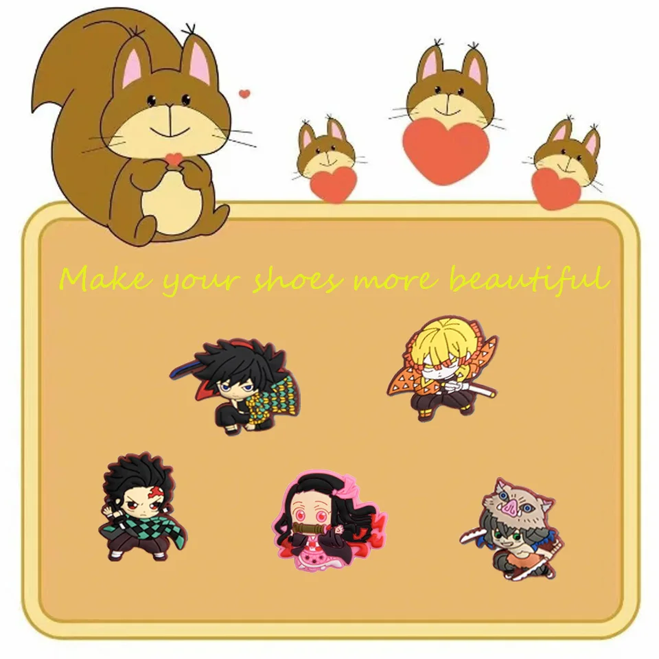 5-15 шт., популярная японская манга, новая серия демонов для обуви с героями мультфильмов, подвески, аксессуары, украшение «сделай сам», для классического сабо, подарки для детей