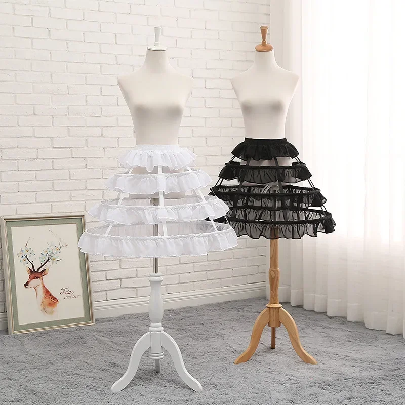 คลาสสิกสตรี Hollow Caged 3-Hoop Ruffles Petticoat กระโปรงงานแต่งงานชุดเจ้าสาวคอสเพลย์ Pannier Crinoline กระโปรง