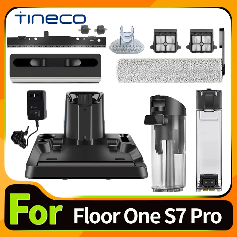 Tineco Floor ONE S7 Pro Беспроводной пылесос для влажной и сухой уборки, аксессуары, щетка, валик и резервуар для фильтра HEPA, запасные части
