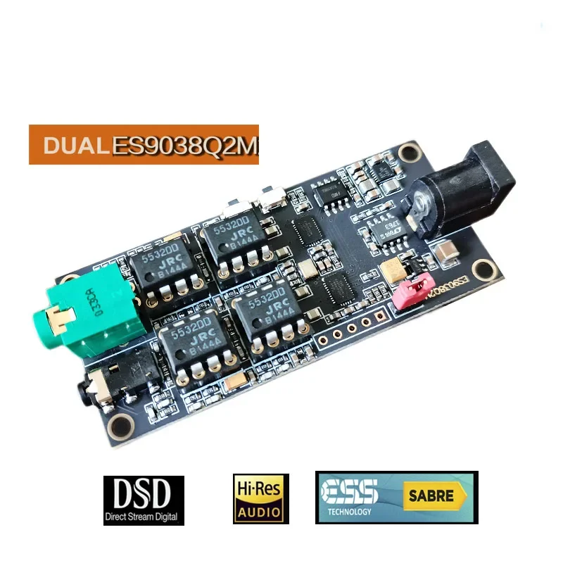 

DLHiFi Dual ES9038Q2M Decoding Board With 4PCS JRC5532 OPAMP I2S Input DAC USB Match Italian Amanero Interface PCM768KHz DSD512