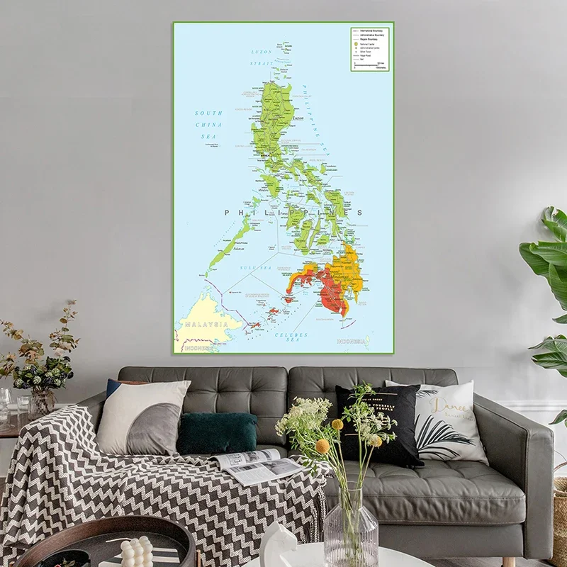 150*225cm as filipinas mapa da arte da parede impressão e cartaz não-tecido lona pintura material de escritório sala de estar casa decoação