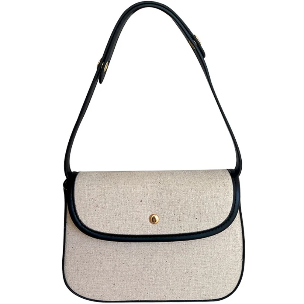

Elegant Women Small Square Bag PU Anti-Splash Water Canvas Underarm Bag Large Capacity Korean Style Beige Shoulder Pouch Storage