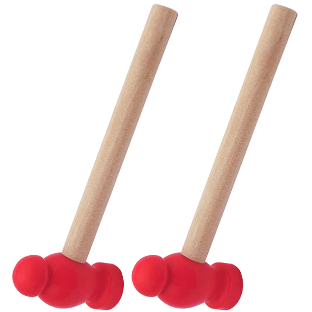 2 pçs mini brinquedo de martelo de madeira, ferramenta de reparo para crianças, brinquedo de simulação, adereço de jogo de aprendizagem segura do bebê, multifuncional