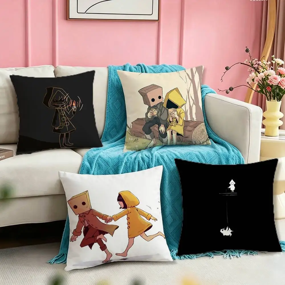 L-Little N-Nightmares Horror Game  Pillow Case Square Double-Sided Sofa Cushion Cover Bedroom Bedside Pillow