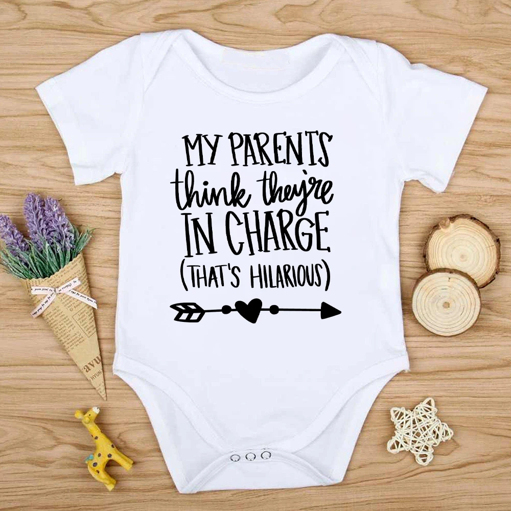 

My Parents Think They're In Charge Baby Bodysuit Funny Baby Romper Girls Boys Cute Clothes Newbron Shower Gift Infant Jumpsuit