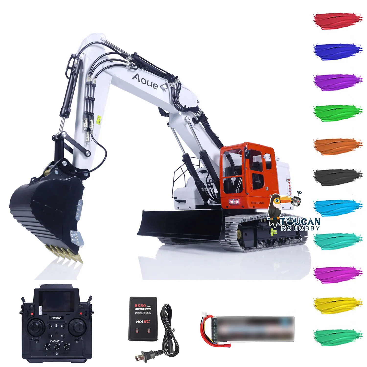 LESU 1/14 Metal RC Hydraulic Excavator ET26L PL18EV RTR Digger Model Sound Light Group DIY Painted Assembled Construction Trucks