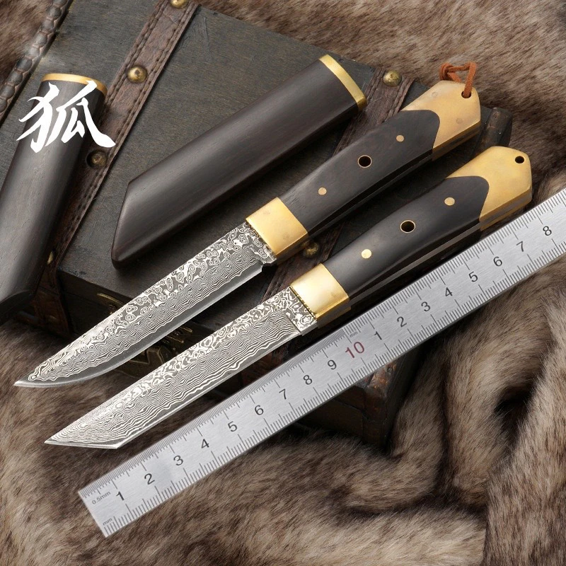 

Damascus Steel Small Straight Knife Mini Knife Outdoor Survival Knife High Hardness Sharp Portable Small Knife Straight Knife