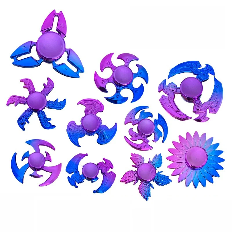 패션 레인보우 피젯 스피너 그라데이션 컬러 무소음 베어링 EDC 핸드 스피너 손가락 회전 장난감 항불안 어린이 성인용 장난감 1개