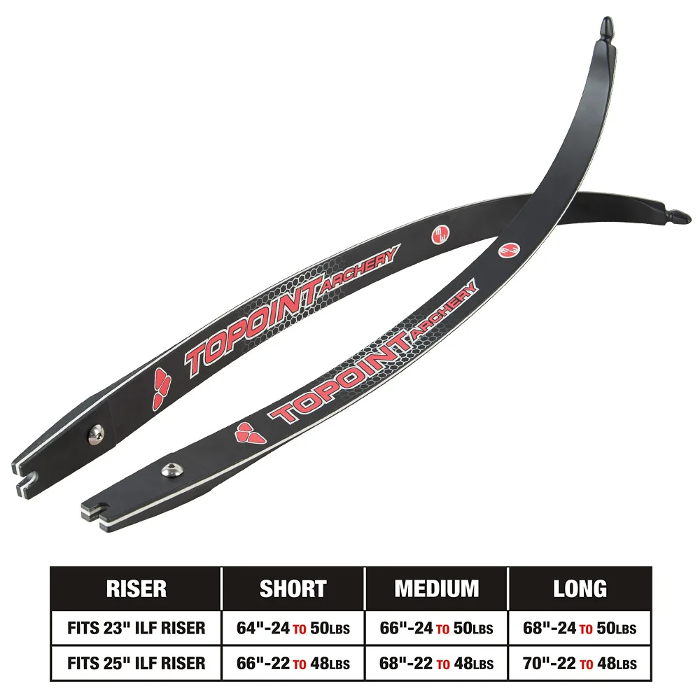 Archery Recurve Bow Carbon/Foam Limbs ILF Limbs22-48LBS,2# Increments,total Length 66