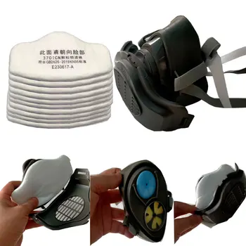 綿フィルター付きハーフフェイスダストマスク、レスピレーター、防塵、作業安全、ゴム、DIY、家の清潔、大工ビルダーpol、21in 1