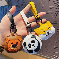 Creative Cartoon Leather Panda Keychain Girl Exquisite Bag Pendant Cute Dog Lion Keychain Car Key Chains for Women
