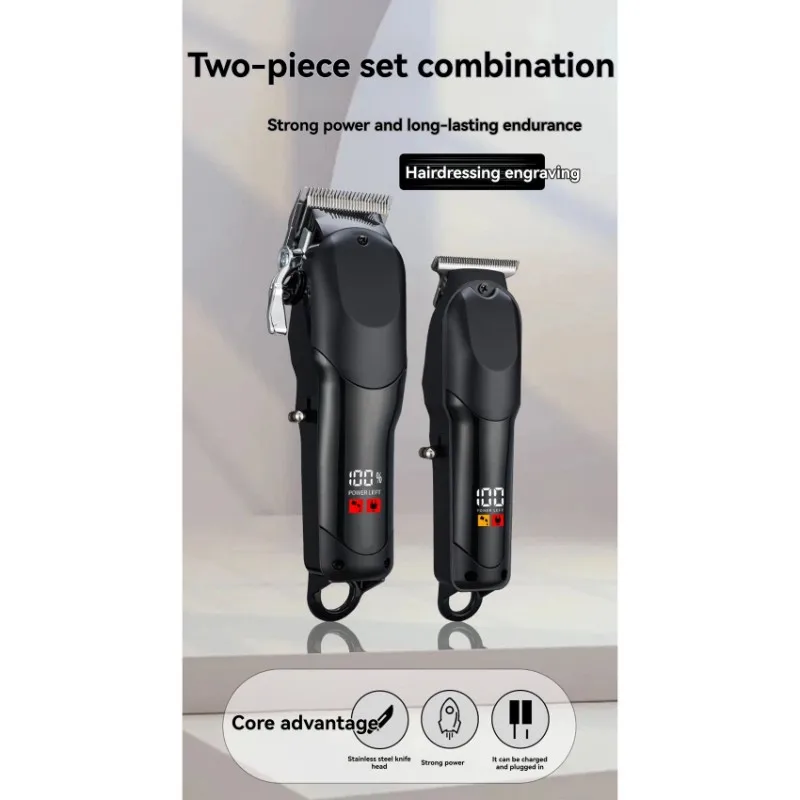 【PLAISIR】Rechargeable Digital Display Hair Clipper Set-Dual Function For Home Use-Clipper Combo With Accessories Included