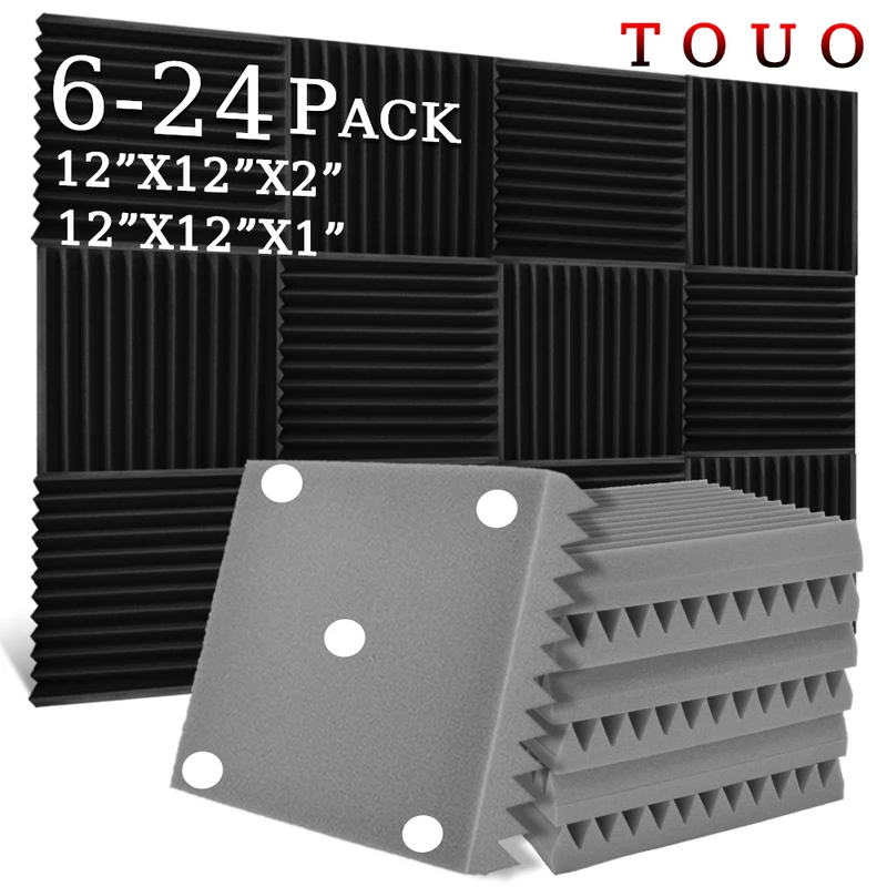 

TOUO 6/12/24 Pcs Foam Panels Acoustic Studio Acoustic Foam Soundproofing Fireproof Wall Panels Home Sound Noise material