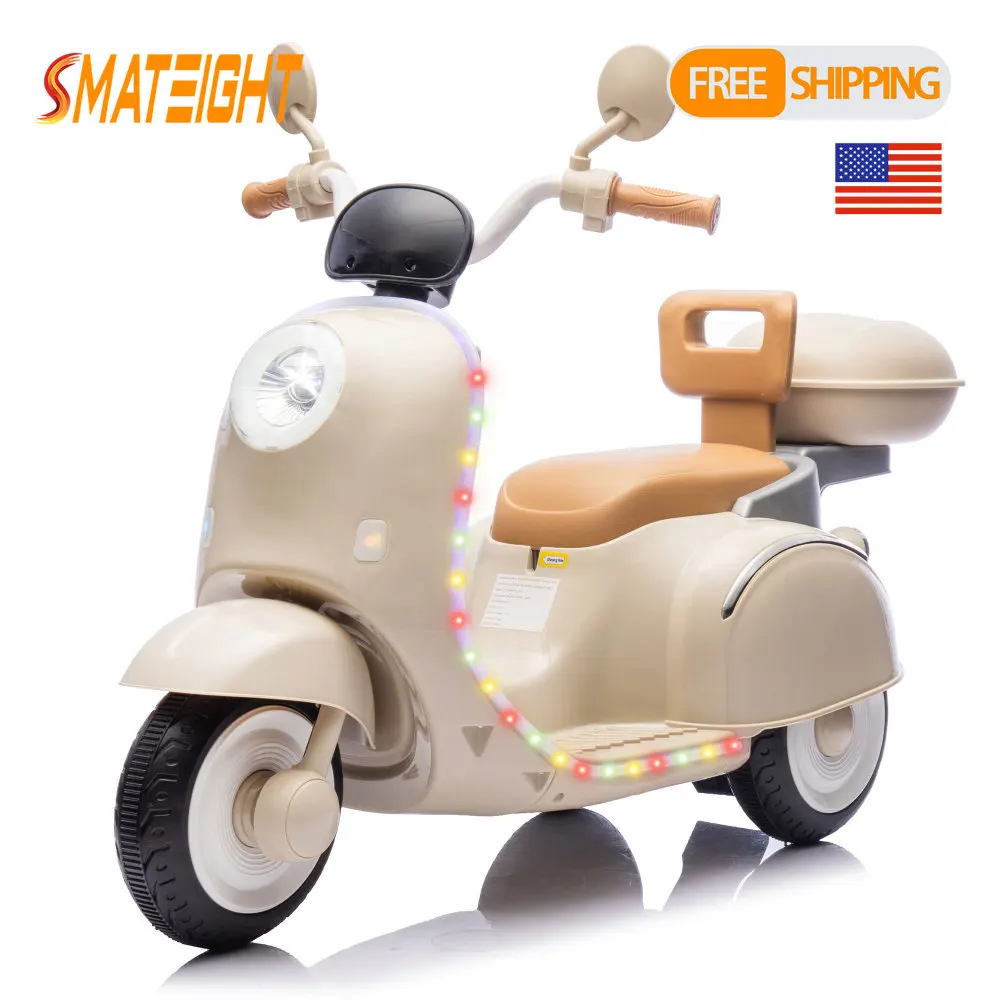 

12V Ride On Kids Three-Wheel Electric Motorcycle 2WD Large Storage Space Intimate Anti-slip & Backrest Design For Kids Aged 3+