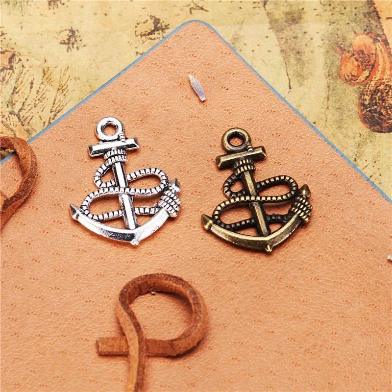 20Pcs/Lot 24*19mm Sea Anchor Charms Vintage Pendant For Jewelry Making DIY Necklace Bracelet Bronze Boat Anchor Metal Charm