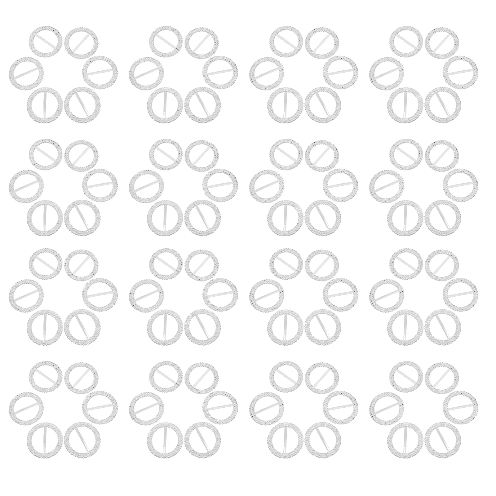 

100pcs Chair Decorative Buckles Silver Acrylic Rhinestone Sash Slider 50mm Inner 68mm Outer Diameter Wedding Party Accessories