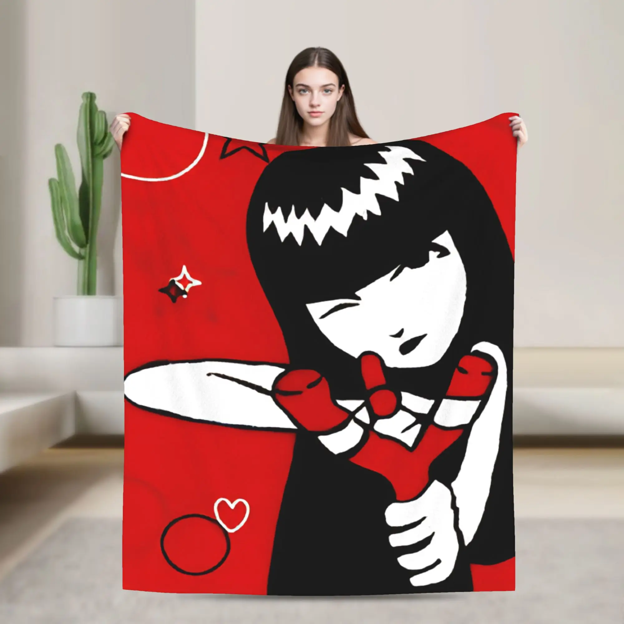

E-Emily the Strange Kawaii Blanket Fleece All Season Multifunction Lightweight Throw Blankets for Home Bedroom Quilt