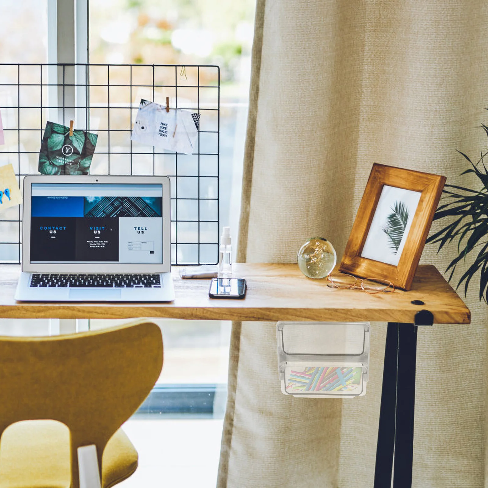 

Under Desk Organizer Drawer Plastic Hidden Storage Box Adhesive Desktop Organizer for Stationery Tools and Sundries