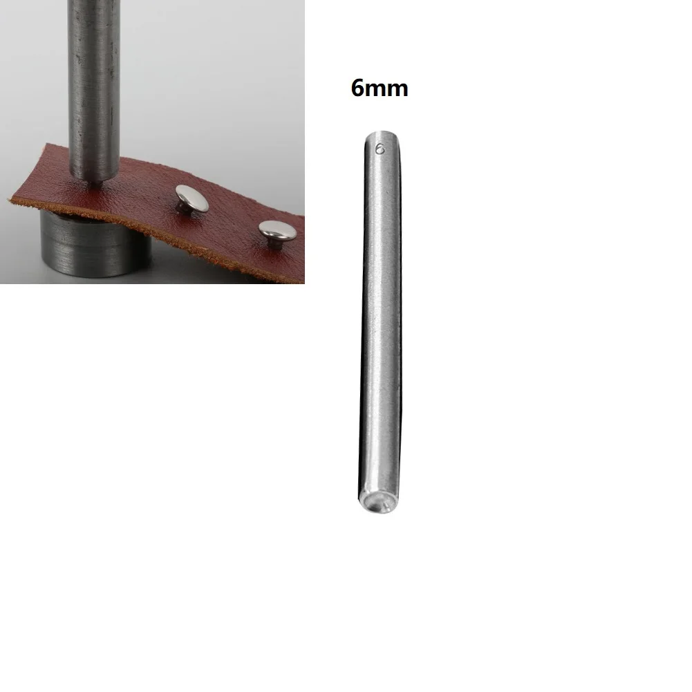 Pièce plus lente bombée Rivet à pression, réglage en acier pour goujons à pointes, setter de poinçonnage, maroquinerie, vêtement, chaussure, outil à main, 5mm, 6mm, 7mm, 8mm, 9mm, 10mm