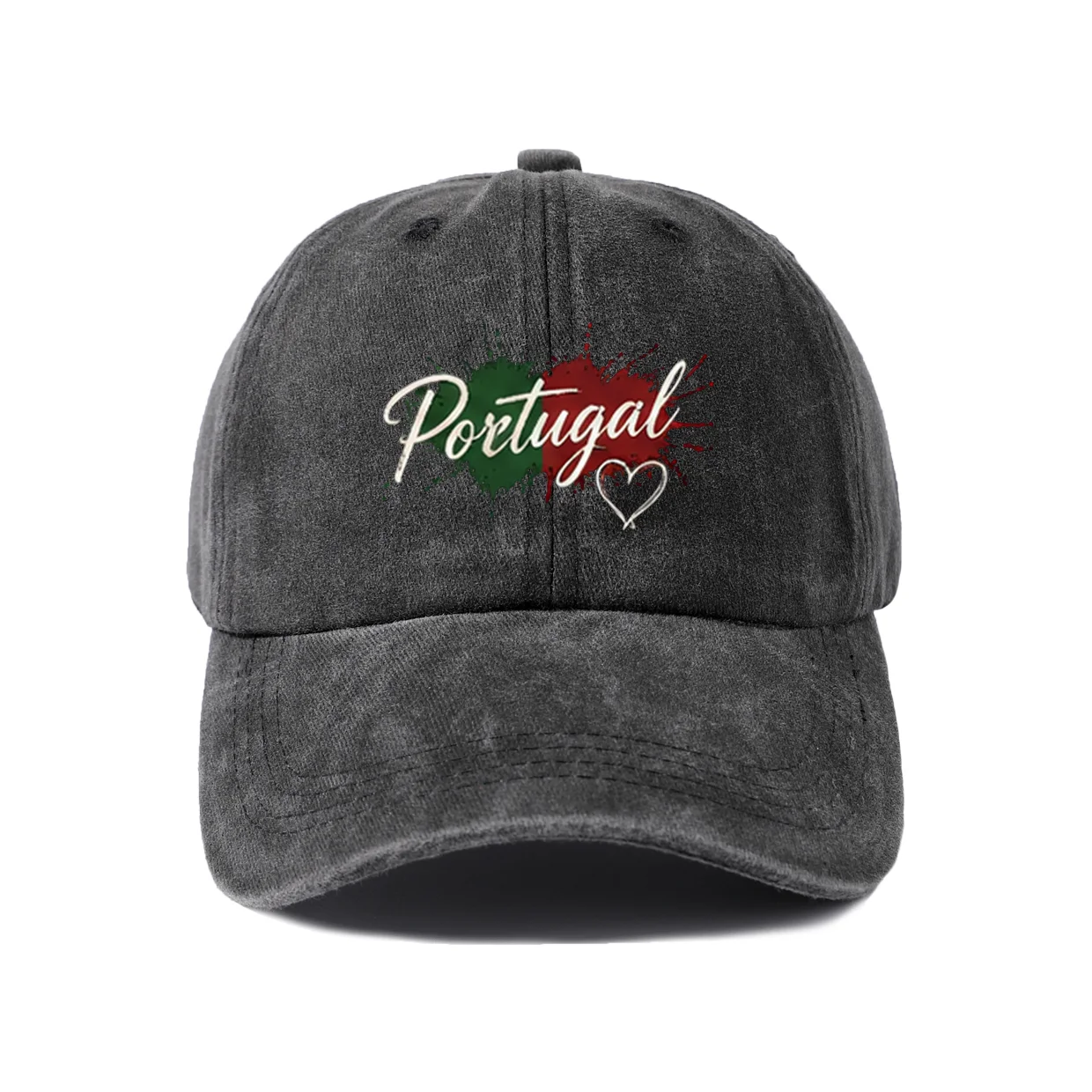 Portugal Love Script Graphic Baseball Cap, Vintage Washed Adjustable Unisex Dad Hat, Streetwear Gift
