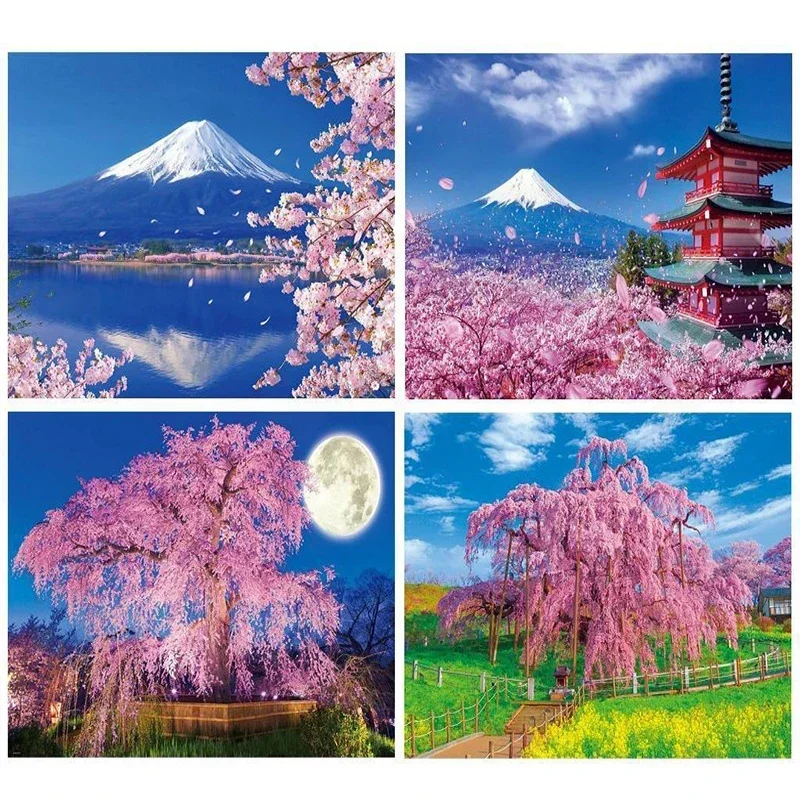 Mount Fuji Sakura 5D Diamond Painting Full Diamond Art Embroidery Living Room Office Home Decor DIY Diamond Cross Stitch Kits