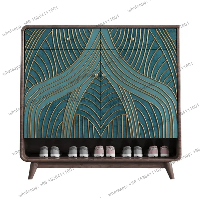 

Light luxury solid wood shoe cabinet Home storage porch cabinet Multifunctional American living room integrated locker