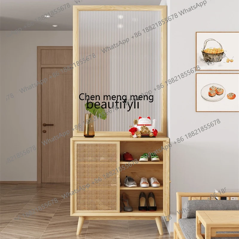 D178 Modern solid wood living room entrance cabinet Changhong glass screen hole board combination cabinet partition
