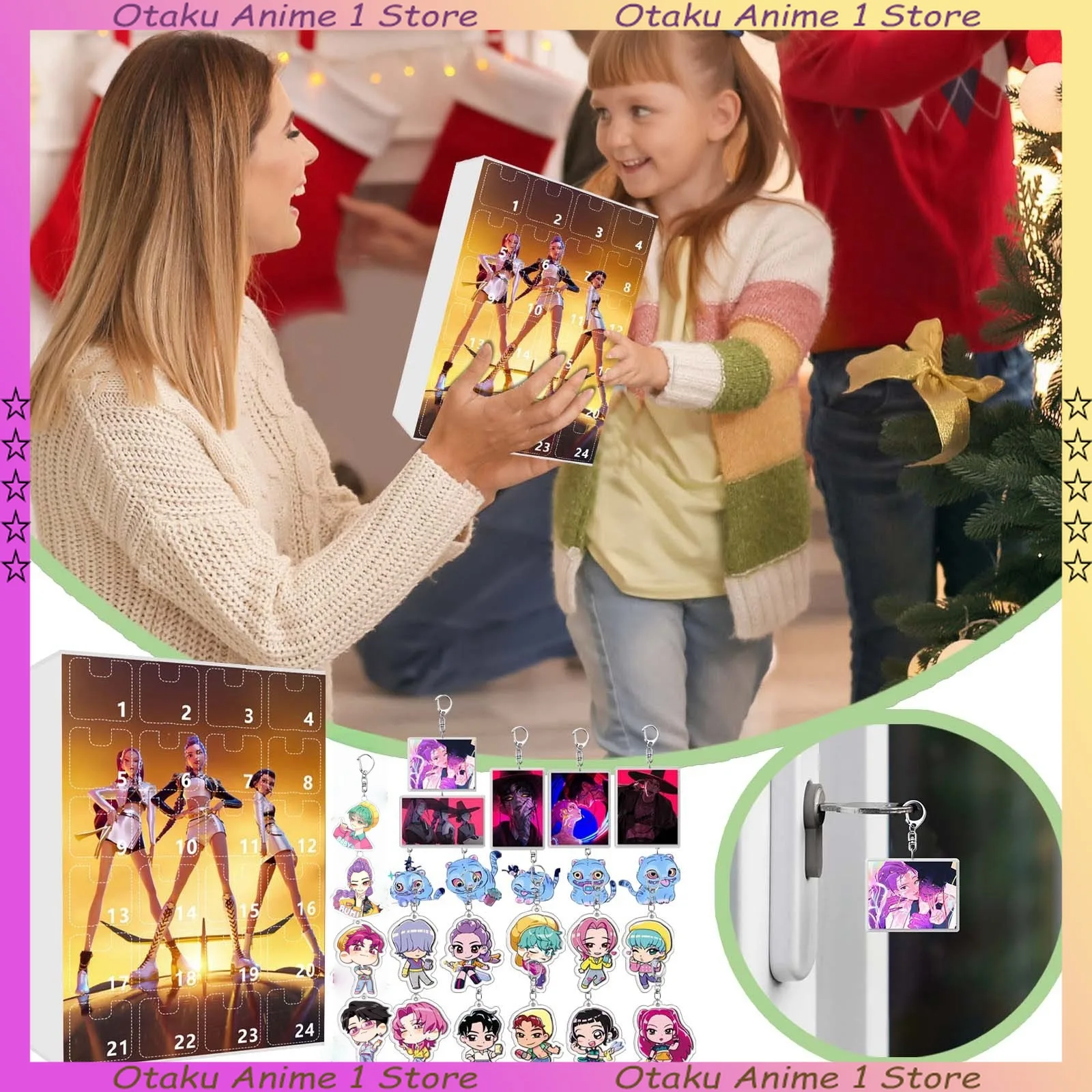 

24 шт. KPop охотники на демонов Рождественский адвент-календарь слепая коробка Rumi Mira Zoey брелок обратный отсчет коробка для игрушек подарок на день рождения для девочек