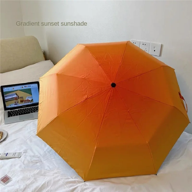 Joylove Pink Gradient Umbrella Sun And Rain Sunshade Sunshade Sun Umbrella Tri-fold Umbrella UV Protection