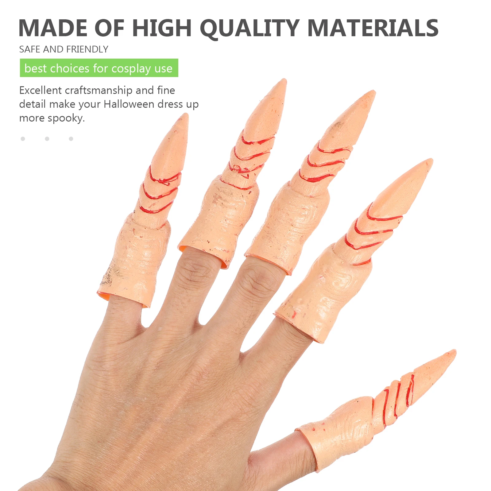 5Pcs False Set Oval Finger Nails For Cosplay Fingers Party Scary Witch Halloween Props Covers Fake Finger Nails Cosplay H Puppet
