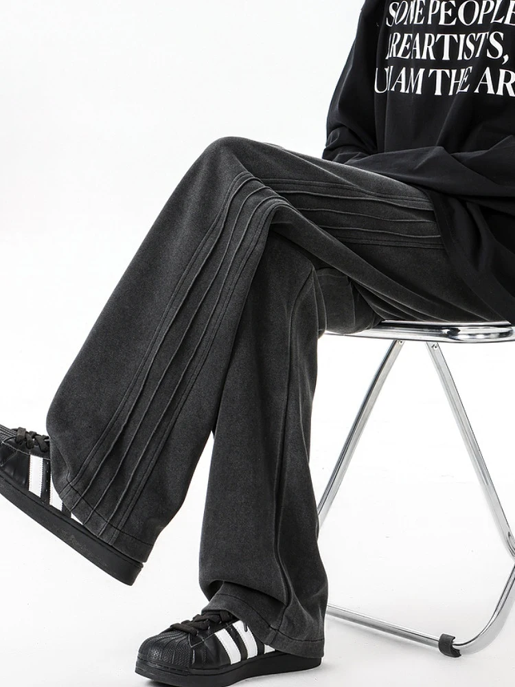 

Мужские брюки Wukong Has Sto в стиле ретро-американский винтаж, драпированные спортивные штаны, модные свободные широкие брюки, универсальные теплые повседневные брюки