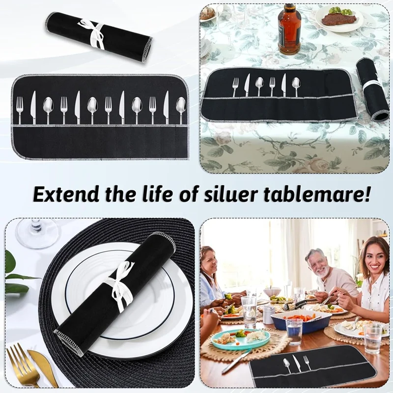 ABNO-Silver Storage Bags Silver Storage Cloth Felt Flatware Organizer Anti Tarnish Silver Protector Bags 4Pcs
