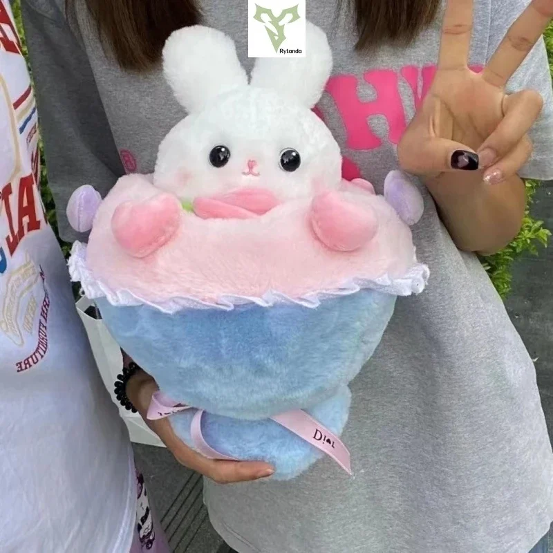 5/10 Pcs Creative Funny Doll Carrot Strawberry Rabbit Plush Toy Bunny Bouquet Toys Girls Valentine\'s Day Gift