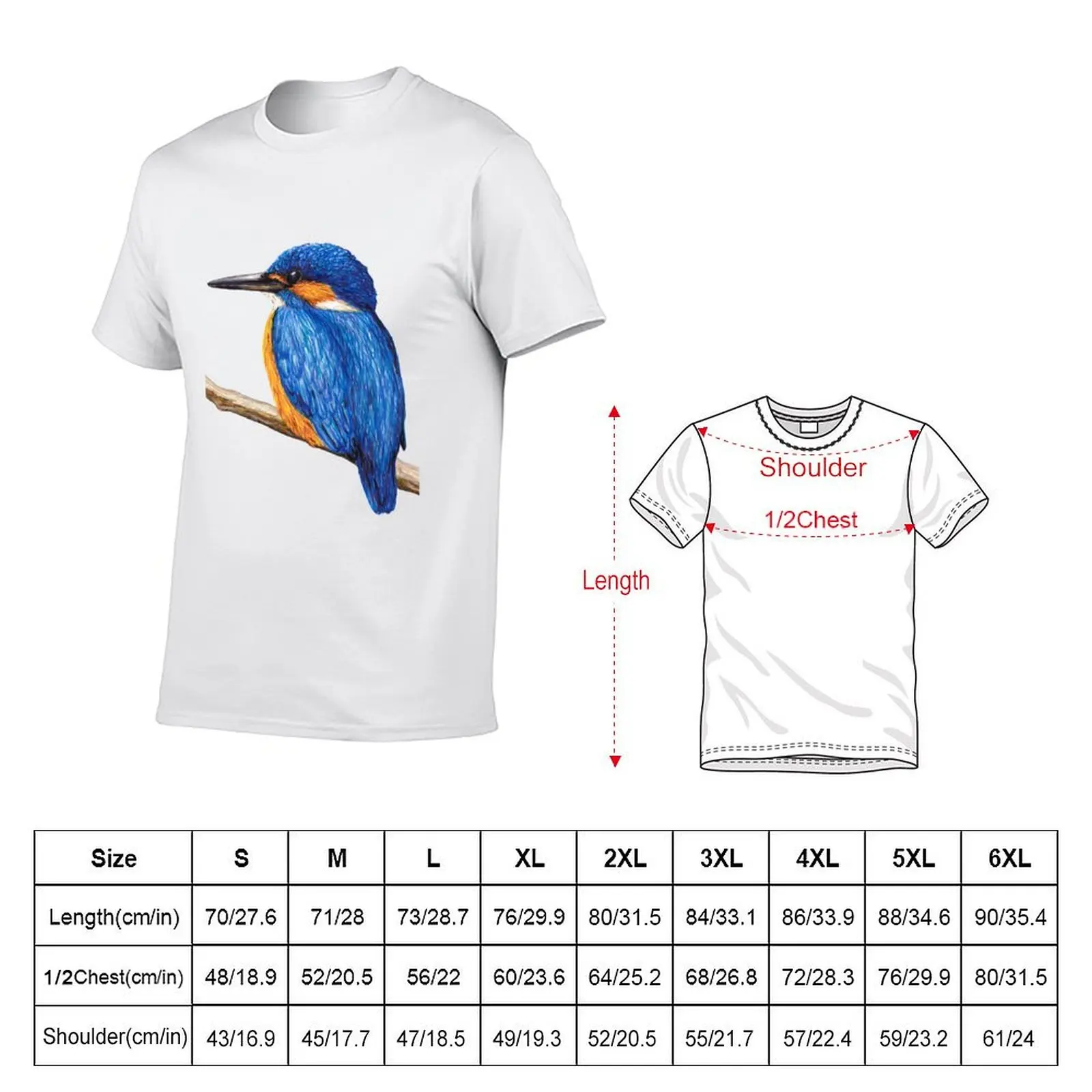 Kingfisher T-Shirt All Match Print Short Sleeve Top