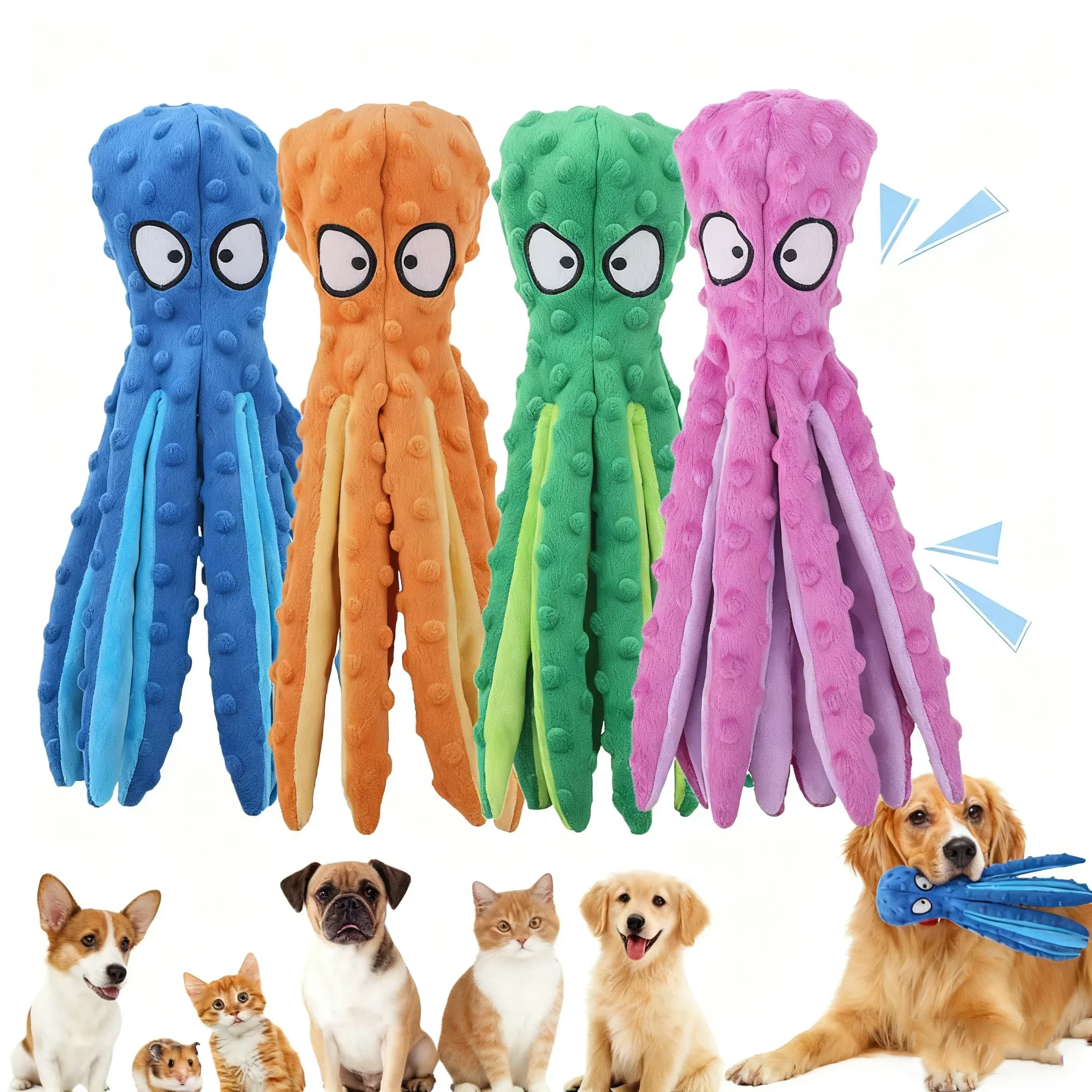 

Octopus Dog Toy No Stuffing Squeaky Sound Chew Toys for Small Medium Large Dogs Interactive Plush Bite Resistant Pet Supplies
