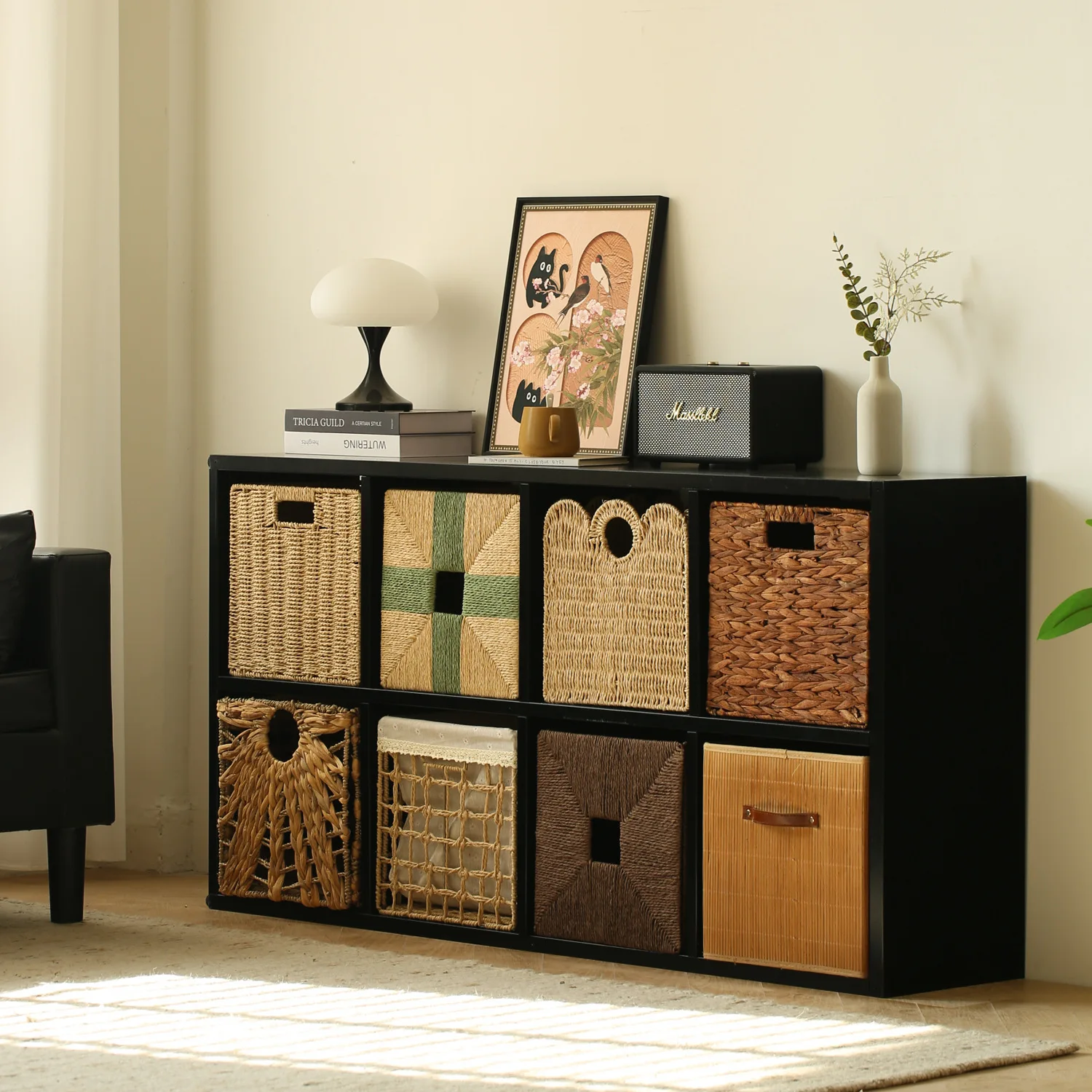panier-de-rangement-retro-a-carreaux-organisateur-pour-la-maison-serie-couleur-rouge-grenat-pour-optimiser-le-bien-etre-domestique