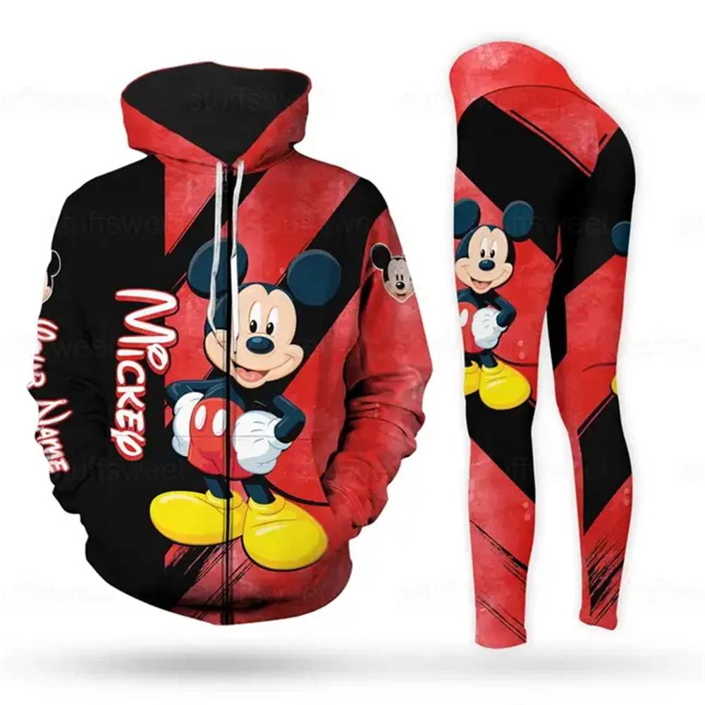 2024 Mickey Hoodie and Leggings Set Women Disney Christmas Yoga Pants Sweatpants Fashion Casual Leggings Sportswear Set