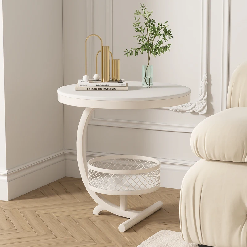

Cream wind corner, rock slab edge, living room, sofa side table, balcony, double-layer small round , creative , small