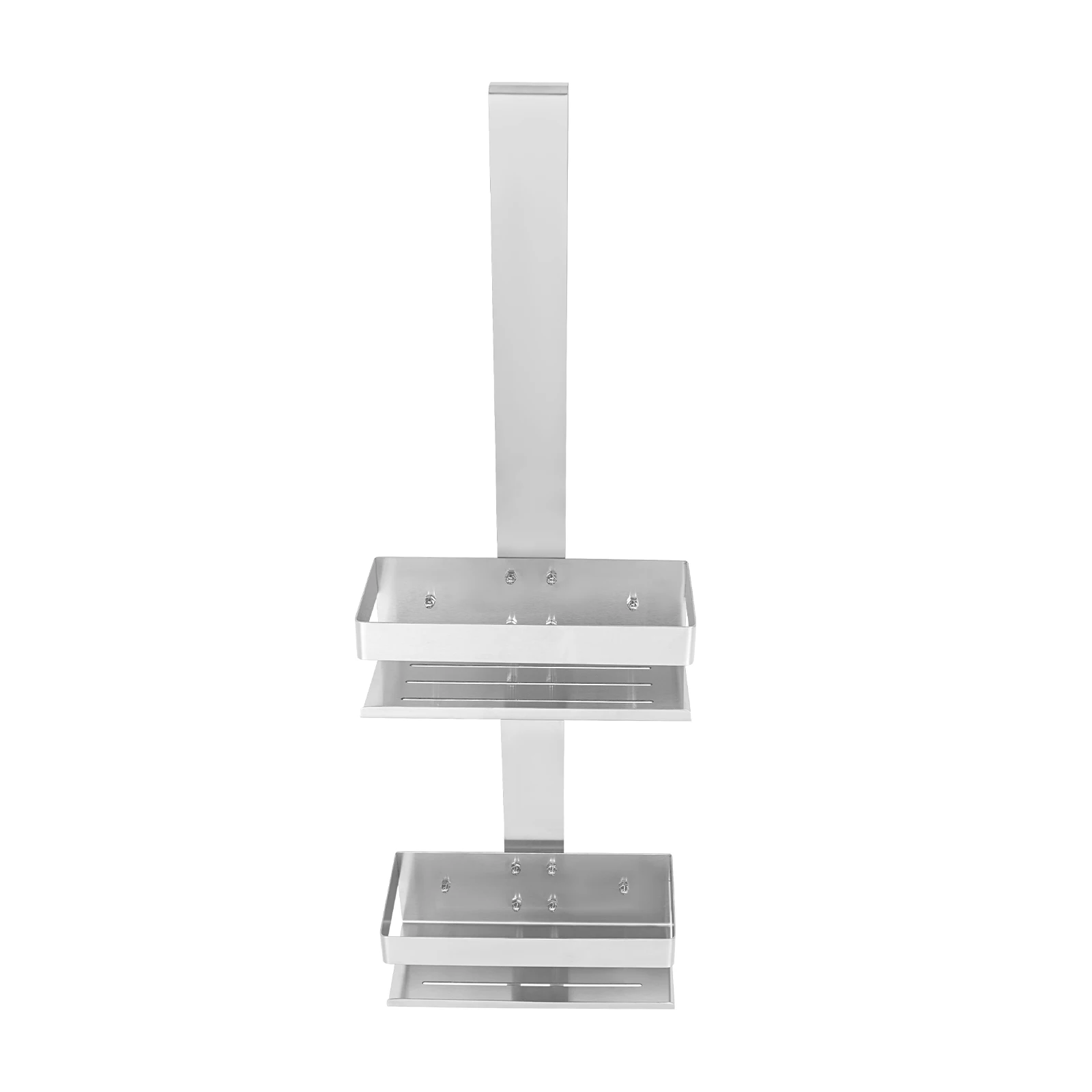 304 Edelstahl 2-stufiges Badezimmerregal, hängender Duschorganizer mit 15 kg Tragkraft, rostfreies, platzsparendes Aufbewahrungsregal für Badezimmer und Küche (Silber) – Detail 8