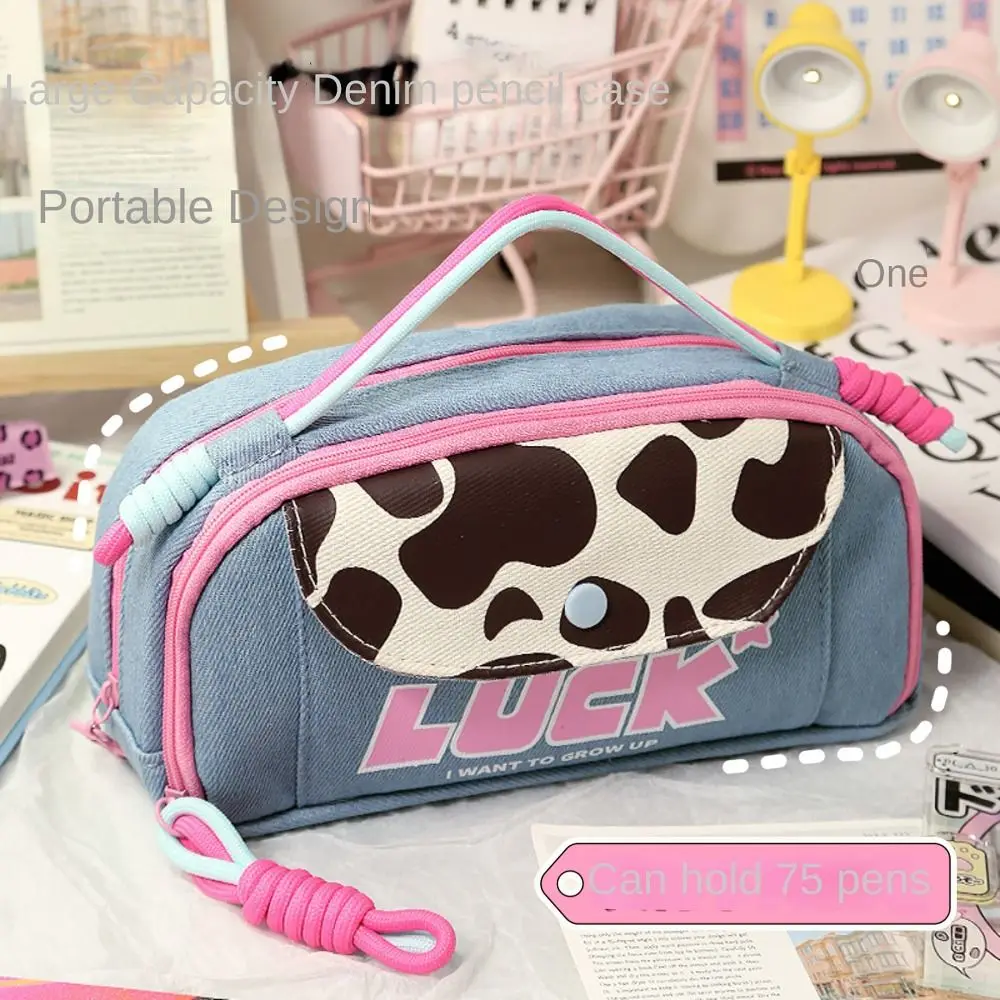 Imagem -02 - Estilo Cowboy Pencil Case com Strap Multi-funcional Pen Bolsa Papelaria de Grande Capacidade Bolsa de Armazenamento Escritório e Material Escolar Y2k