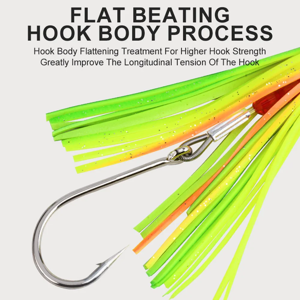 

Saltwater Fishing Teaser Rigged Lure Trolling Fishing Color Green, Yellow, White, Blue, Red, Black Teaser Rigged Squid Lure